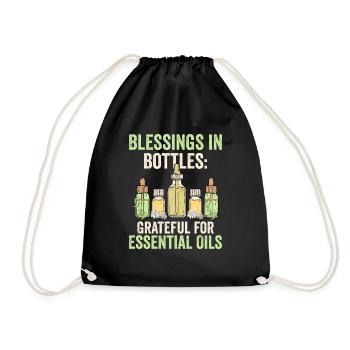 Blessings in Bottles: Grateful for Essential Oils - Drawstring Bag - black - Front