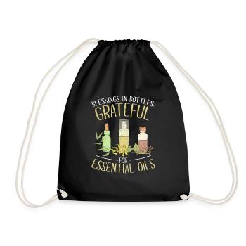 Blessings in Bottles: Grateful for Essential Oils - Drawstring Bag - black - Front