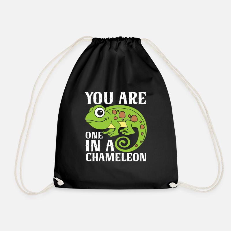 Chameleon Reptile Zoo Keeper Lizard Safari - Drawstring Bag - black