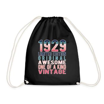 Limited Edition Since 1929 Birthday Vintage 1929 - Drawstring Bag - black - Front