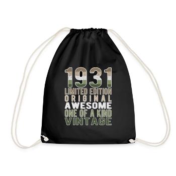 Limited Edition Since 1931 Birthday Vintage 1931 - Drawstring Bag - black - Front