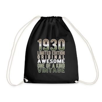 Limited Edition Since 1930 Birthday Vintage 1930's - Drawstring Bag - black - Front