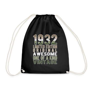 Limited Edition Since 1932 Birthday Vintage 1932 - Drawstring Bag - black - Front
