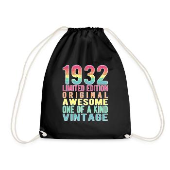 Limited Edition Since 1932 Birthday Vintage 1932 - Drawstring Bag - black - Front