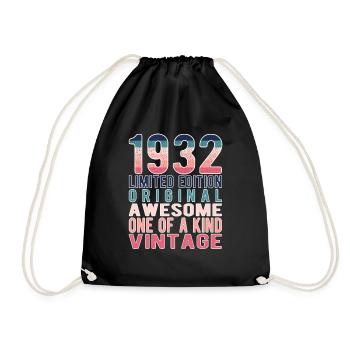 Limited Edition Since 1932 Birthday Vintage 1932 - Drawstring Bag - black - Front