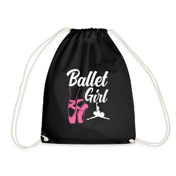 Süßes Ballerina Ballettänzerin Geschenk - Turnbeutel - Schwarz - Vorne