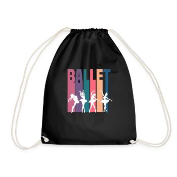 Süßes Ballerina Ballettänzerin Geschenk - Turnbeutel - Schwarz - Vorne
