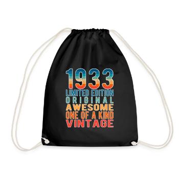 Limited Edition Since 1933 Birthday Vintage 1933 - Drawstring Bag - black - Front