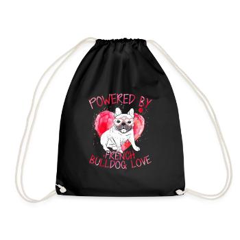 Powered By French Bulldog Love Dog Owner Frenchie - Turnbeutel - Schwarz - Vorne