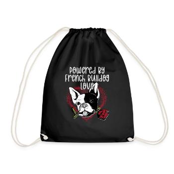 Powered By French Bulldog Love Frenchie Dog Owner - Turnbeutel - Schwarz - Vorne