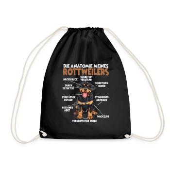 Rottweiler T Gassi Hundehalter Rottweiler Gassi - Turnbeutel - Schwarz - Vorne