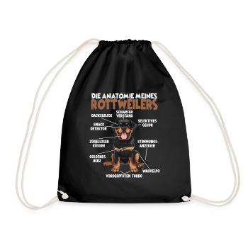 Lustiges Rottweiler Gassi T für Hundehalter Hunde - Turnbeutel - Schwarz - Vorne
