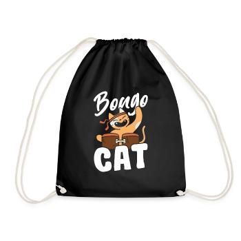 Bongo-Katzen-Geschenk - Turnbeutel - Schwarz - Vorne