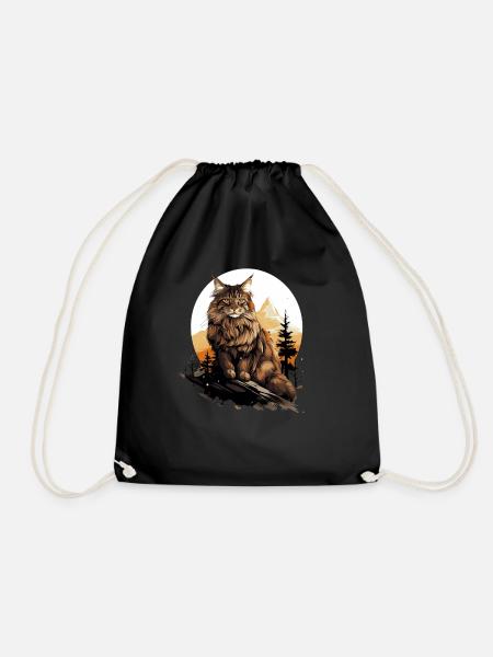 Maine Coon Kitten Maine Coon Cat - Drawstring Bag - black