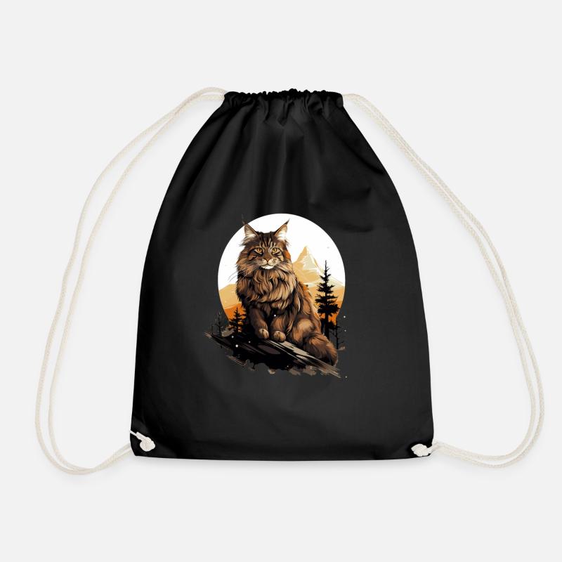 Maine Coon Kitten Maine Coon Cat - Drawstring Bag - black