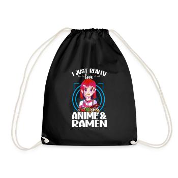 I Just Really Love Anime & Ramen - Drawstring Bag - black - Front