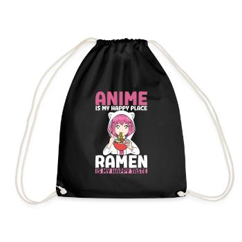 Anime Happy Place Ramen Happy Taste - Drawstring Bag - black - Front