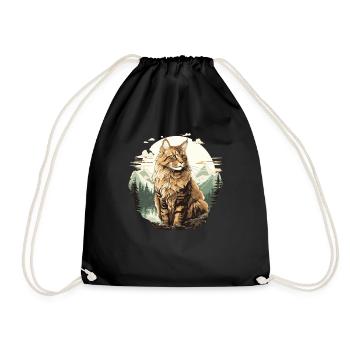 Maine Coon Kätzchen Maine Coon Katze - Turnbeutel - Schwarz - Vorne