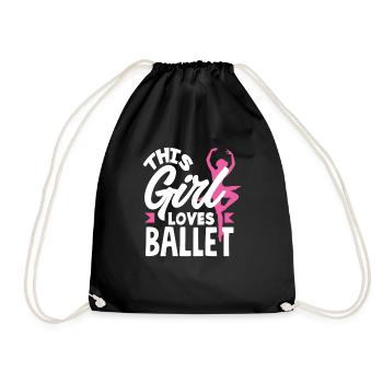 Süßes Ballerina Ballettänzerin Geschenk - Turnbeutel - Schwarz - Vorne