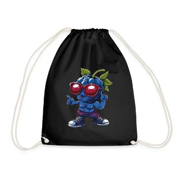 Blaubeeren - Turnbeutel - Schwarz - Vorne