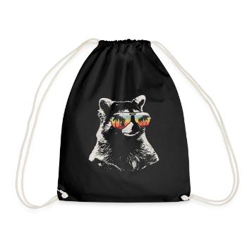 Raccoon Funny Gift - Drawstring Bag - black - Front