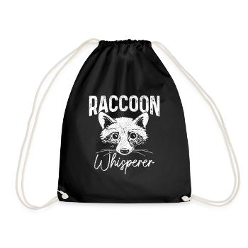 Raccoon Funny Gift - Drawstring Bag - black - Front