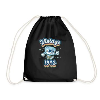 1943 Birthday Born In 1943 Retro Vintage - Drawstring Bag - black - Front