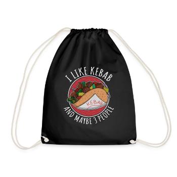 I like kebab abd maybe 3 people street food - Drawstring Bag - black - Front