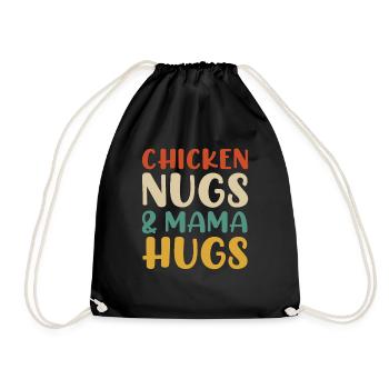 Chicken Nuggets und Mama umarmt Kleinkind-Nuggets Feinschmecker - Turnbeutel - Schwarz - Vorne