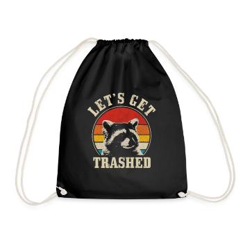 Raccoon Funny Gift - Drawstring Bag - black - Front