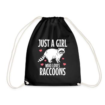 Raccoon Funny Gift - Drawstring Bag - black - Front