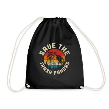Raccoon Funny Gift - Drawstring Bag - black - Front