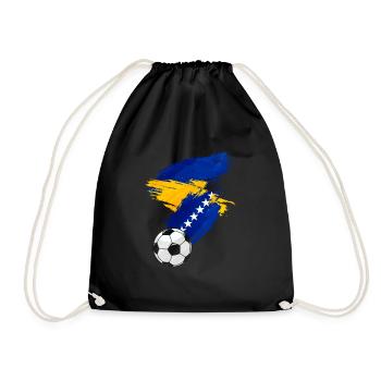Bosnia and Herzegovina Football Football Flag - Drawstring Bag - black - Front