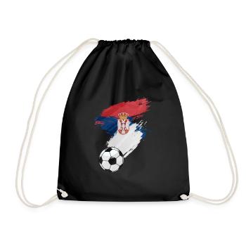 Serbia Football Flag - Drawstring Bag - black - Front