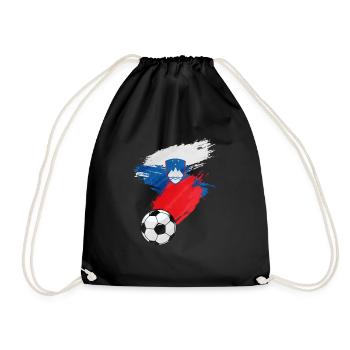 Slovenia Football Flag - Drawstring Bag - black - Front