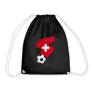 Schweiz Fußball Fußball Flagge - Turnbeutel - Schwarz - Vorne