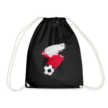 Poland Football Flag - Drawstring Bag - black - Front