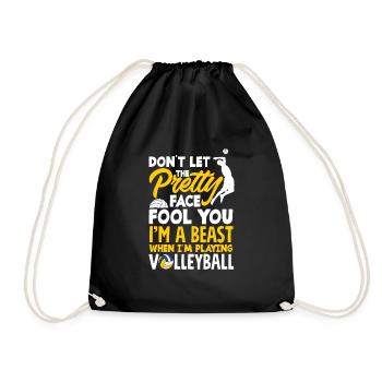 Lustiges Volleyball Geschenk - Turnbeutel - Schwarz - Vorne