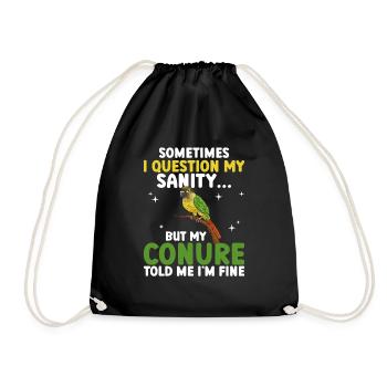 Molina Parakeet Parrot Bird Parakeet - Drawstring Bag - black - Front