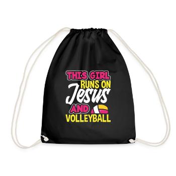 Lustiges Volleyball Geschenk - Turnbeutel - Schwarz - Vorne