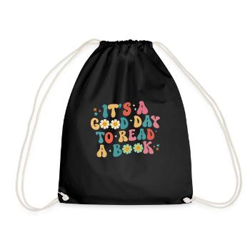 Groovy Reading Librarian Funny Library - Drawstring Bag - black - Front