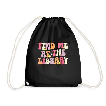 Groovy Reading Librarian Funny Library - Drawstring Bag - black - Front