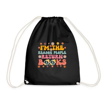 Groovy Reading Librarian Funny Library - Drawstring Bag - black - Front