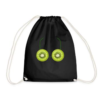 Kiwi Humor Tropische Früchte BH - Turnbeutel - Schwarz - Vorne