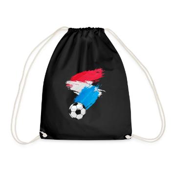 Luxembourg Football Flag - Drawstring Bag - black - Front