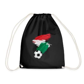 Hungary Football Flag - Drawstring Bag - black - Front