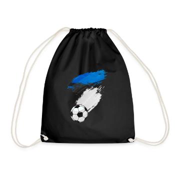 Estonia Football Flag - Drawstring Bag - black - Front