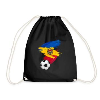 Moldawien Fußball Fußball Flagge - Turnbeutel - Schwarz - Vorne