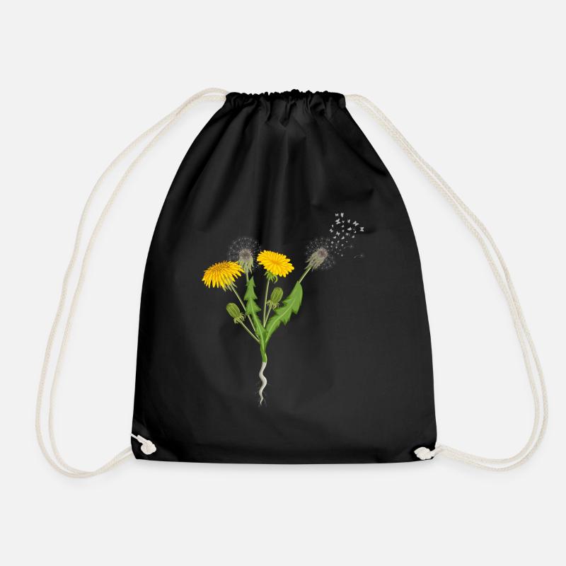 Löwenzahn Pusteblumen Schmetterlinge - Turnbeutel - Schwarz