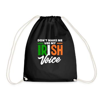 Funny Irishman Ireland Gift - Drawstring Bag - black - Front